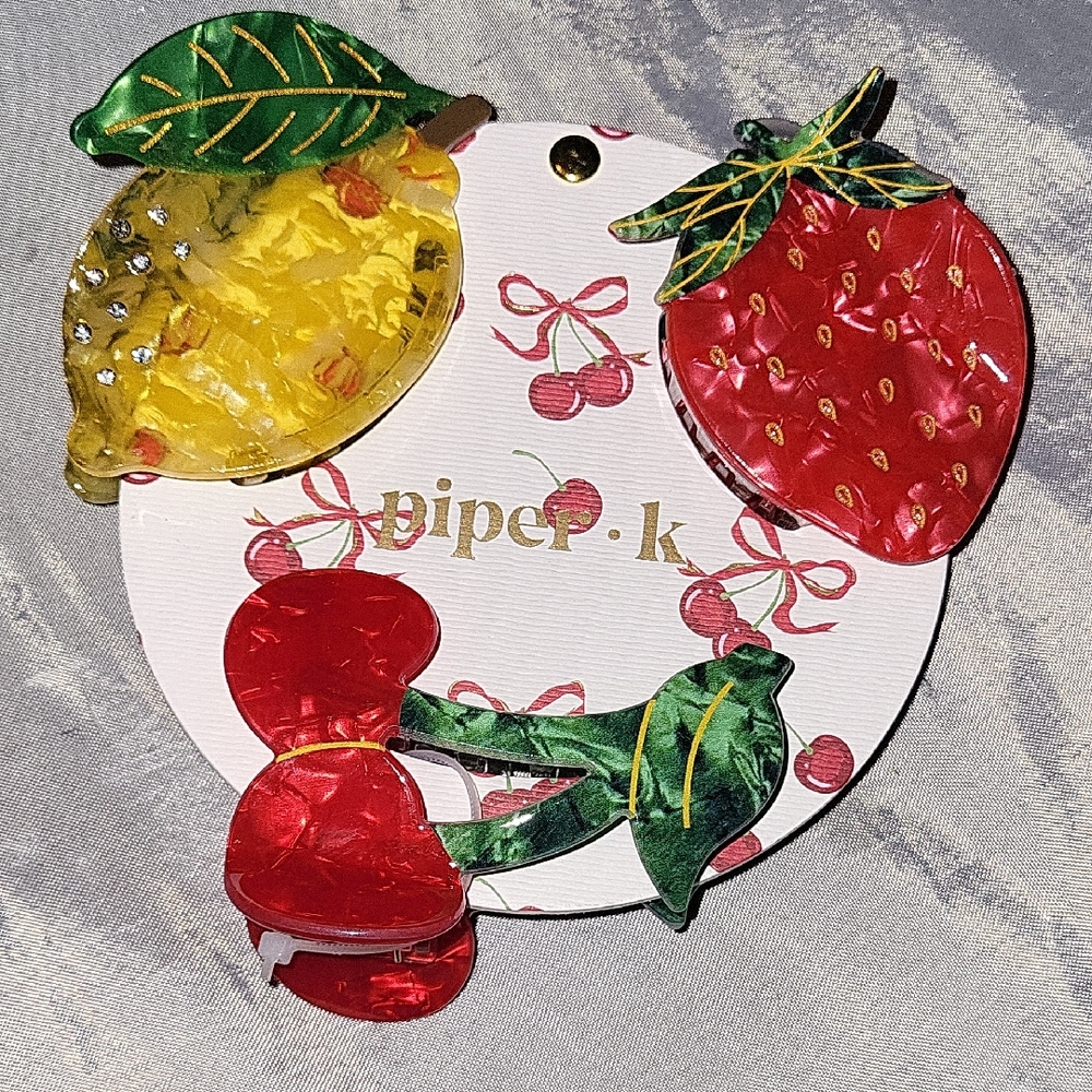 Piper K Fruit Hair Clips Set